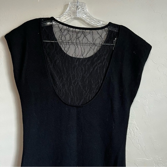 Banana Republic Factory Black Merino Wool Lace Back Fitted Dress - Picture 6 of 7